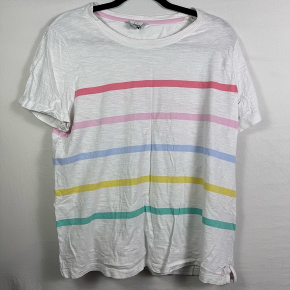 Joules White and Pink Striped Top Womens Size 14 - Picture 1 of 5